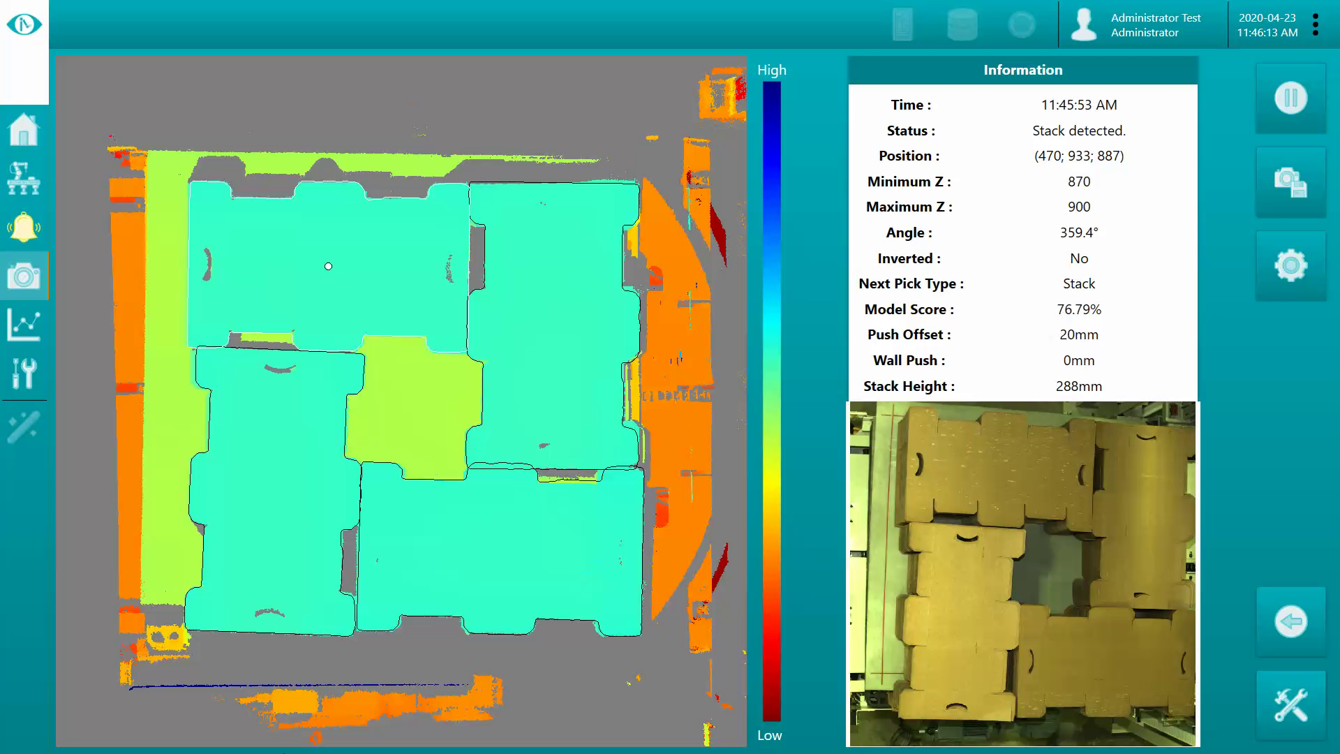 vision for depalletizing