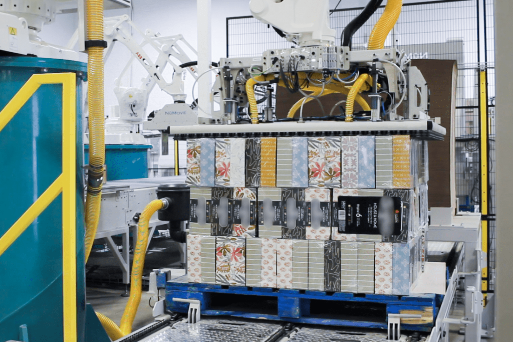 tackling SKU proliferation of tissue products with high-speed robotic palletizing