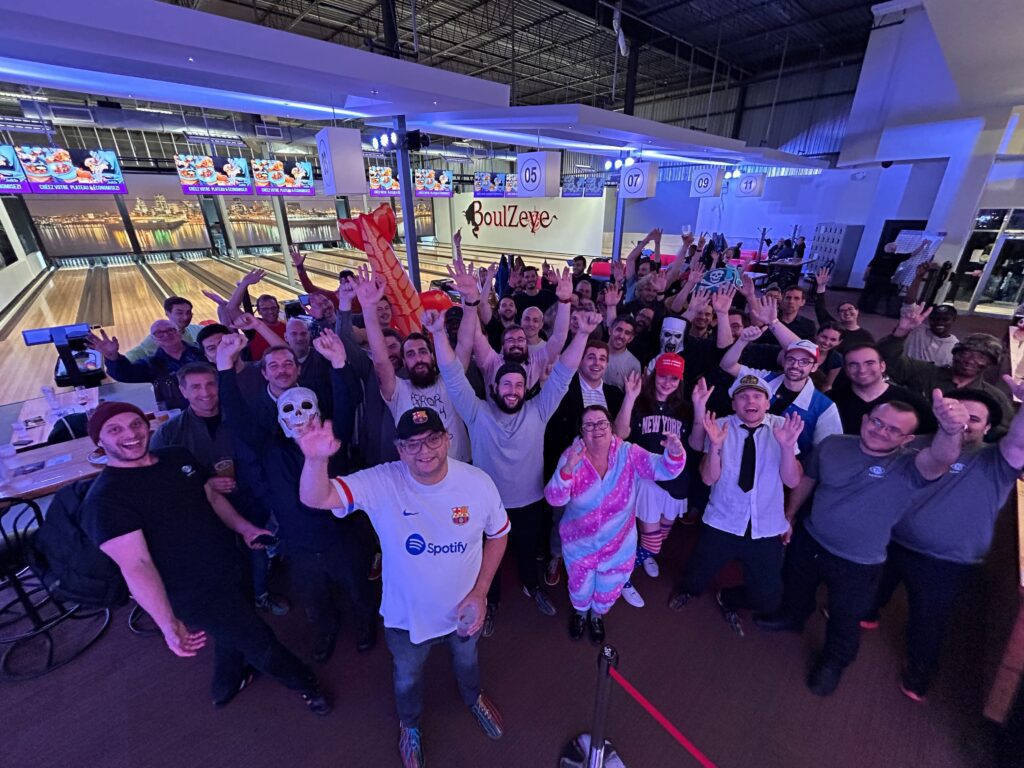 team picture during halloween