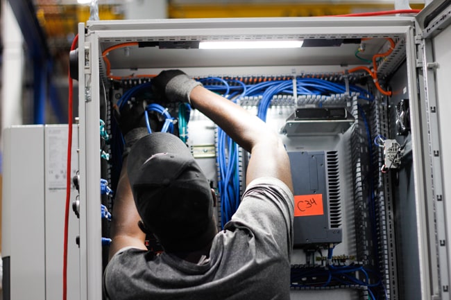 high-voltage wiring of the control panel